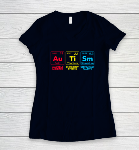 Autism Awareness Elements Periodic Table Women's V-Neck T-Shirt 2