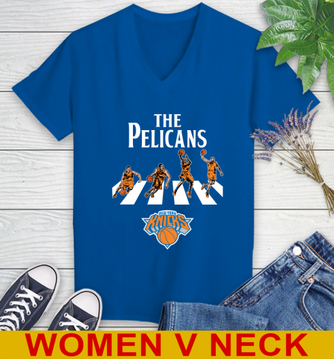 NBA Basketball New York Knicks The Beatles Rock Band Shirt Women's V-Neck T-Shirt - Image 10