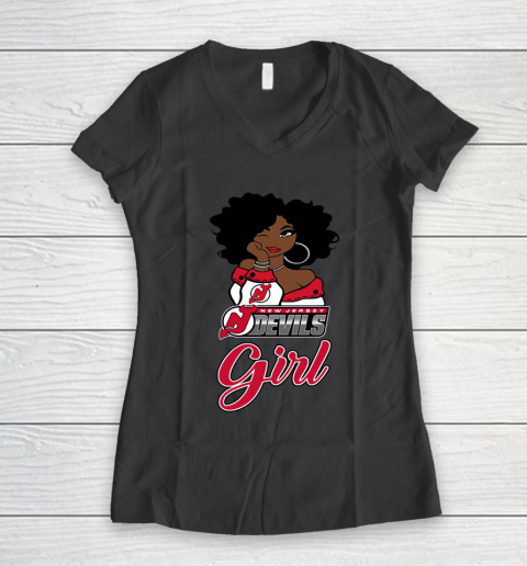 New Jersey Devils Girl NHL Women's V-Neck T-Shirt 8