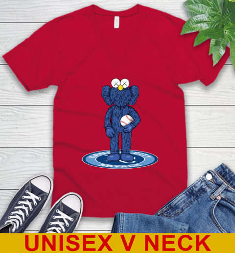 MLB Baseball Kansas City Royals Kaws Bff Blue Figure Shirt V-Neck T-Shirt 7