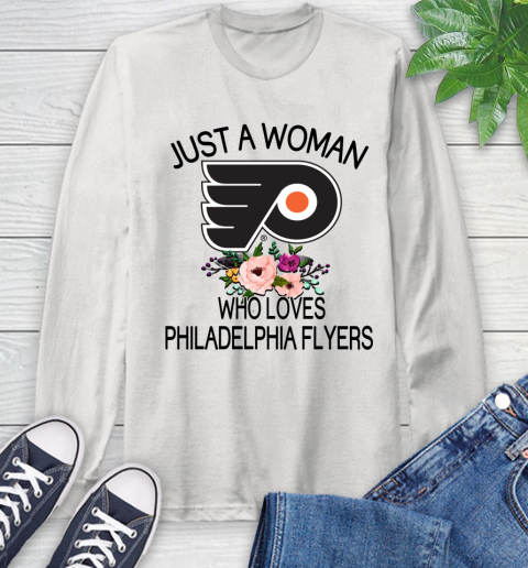 NHL Just A Woman Who Loves Philadelphia Flyers Hockey Sports Long Sleeve T-Shirt