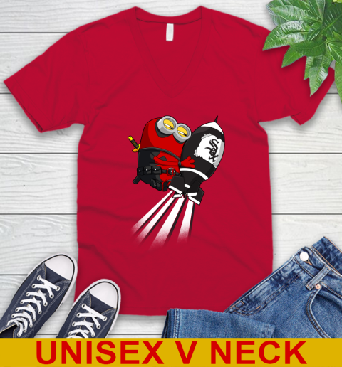 MLB Baseball Chicago White Sox Deadpool Minion Marvel Shirt V-Neck T-Shirt 6