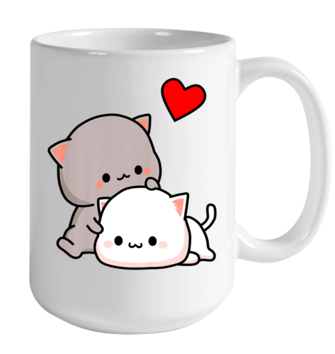 Mochi Peach Cat Goma Love Is Kind Love Hugs Kisses Valentine Color Changing Mug 15oz Tee For Sports