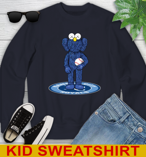 MLB Baseball Kansas City Royals Kaws Bff Blue Figure Shirt Youth Sweatshirt - Image 4