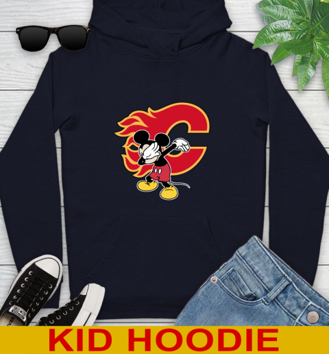 Calgary Flames NHL Hockey Dabbing Mickey Disney Sports Youth Hoodie 4