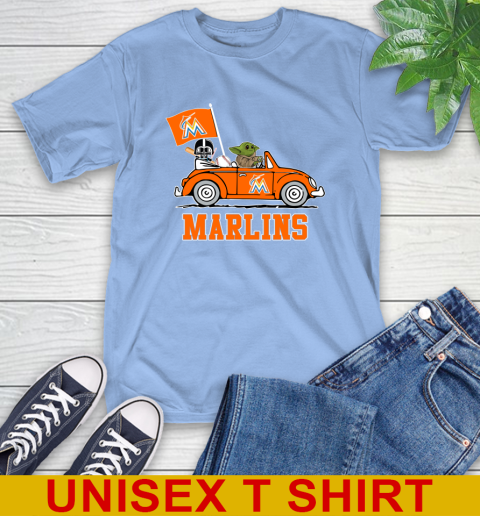 MLB Baseball Miami Marlins Darth Vader Baby Yoda Driving Star Wars Shirt T-Shirt 11