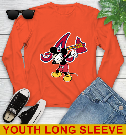 Atlanta Braves MLB Baseball Dabbing Mickey Disney Sports Youth Long Sleeve 4