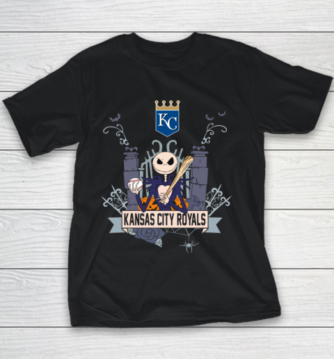MLB Kansas City Royals Baseball Jack Skellington Halloween Youth T-Shirt