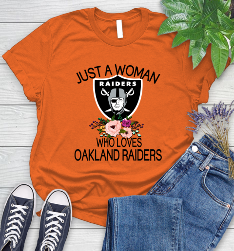 NFL Just A Woman Who Loves Oakland Raiders Football Sports Women's T-Shirt 2