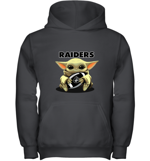 Baby Yoda Loves The Oakland Raiders Star Wars NFL Youth Hoodie