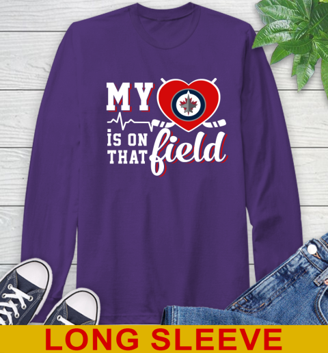NHL My Heart Is On That Field Hockey Sports Winnipeg Jets Long Sleeve T-Shirt 5