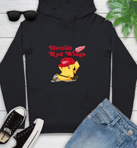 NHL Pikachu Hockey Sports Detroit Red Wings Youth Hoodie 2