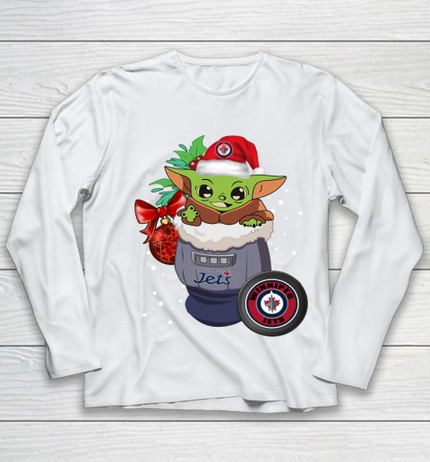 Winnipeg Jets Christmas Baby Yoda Star Wars Funny Happy NHL Youth Long Sleeve 2