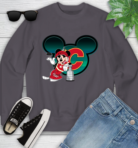 NHL Calgary Flames Stanley Cup Mickey Mouse Disney Hockey T Shirt Youth Sweatshirt 6