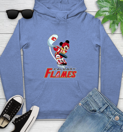 NHL Hockey Calgary Flames Cheerful Mickey Mouse Shirt Youth Hoodie 11