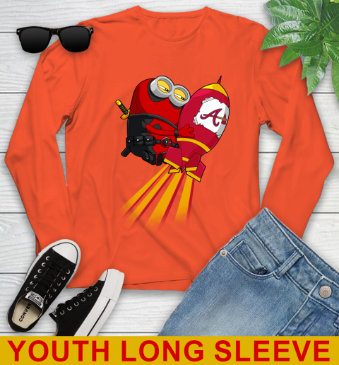 MLB Baseball Atlanta Braves Deadpool Minion Marvel Shirt Youth Long Sleeve 3