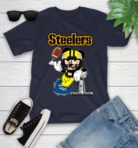 NFL Pittsburgh Steelers Mickey Mouse Disney Super Bowl Football T Shirt Youth T-Shirt 15