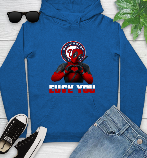 MLB Washington Nationals Deadpool Love You Fuck You Baseball Sports Youth Hoodie 11