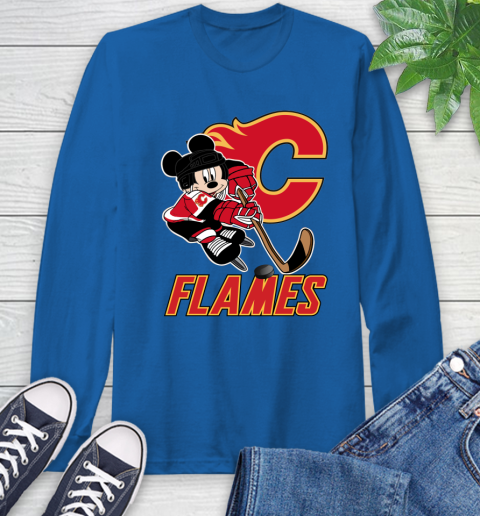 NHL Calgary Flames Mickey Mouse Disney Hockey T Shirt Long Sleeve T-Shirt 9