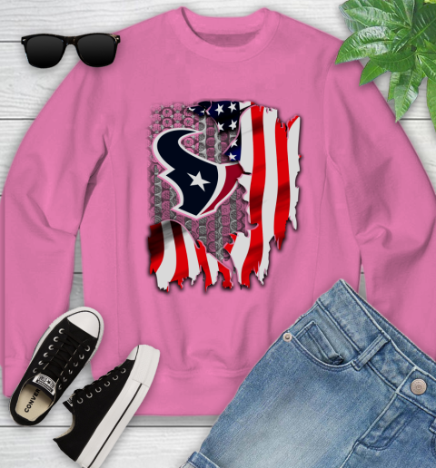 Houston Texans NFL Football American Flag Youth Sweatshirt 6