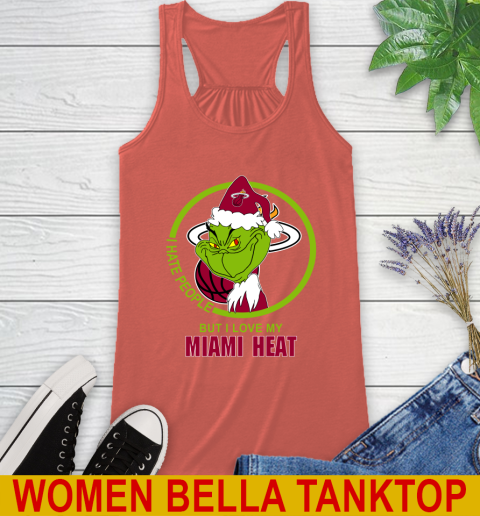 Miami Heat NBA Christmas Grinch I Hate People But I Love My Favorite Basketball Team Racerback Tank 4