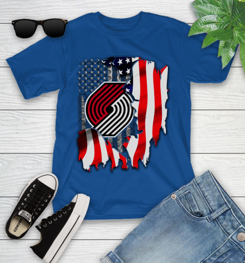 Portland Trail Blazers NBA Basketball American Flag Youth T-Shirt 12