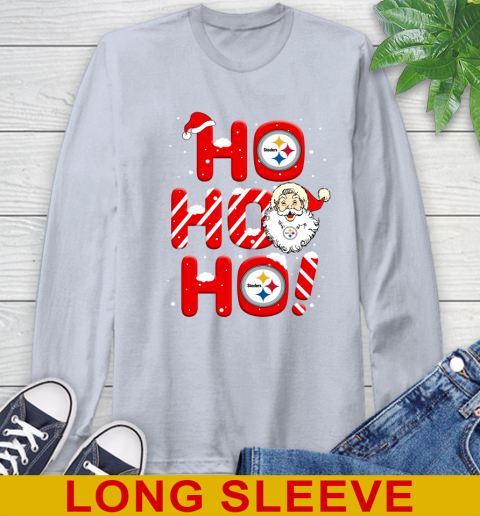 Pittsburgh Steelers NFL Football Ho Ho Ho Santa Claus Merry Christmas Shirt Long Sleeve T-Shirt 6