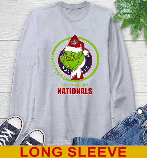 Washington Nationals MLB Christmas Grinch I Hate People But I Love My Favorite Baseball Team Long Sleeve T-Shirt 6
