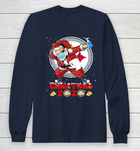 Pittsburgh Steelers Funny Santa Claus Dabbing Christmas 2020 NFL Long Sleeve T-Shirt 2