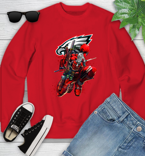 NFL Deadpool Marvel Comics Sports Football Philadelphia Eagles Youth Sweatshirt 9