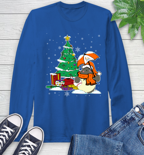 Miami Marlins MLB Baseball Cute Tonari No Totoro Christmas Sports Long Sleeve T-Shirt 10