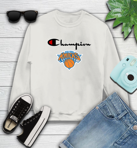 Champion knicks sales basketball sweatshirt