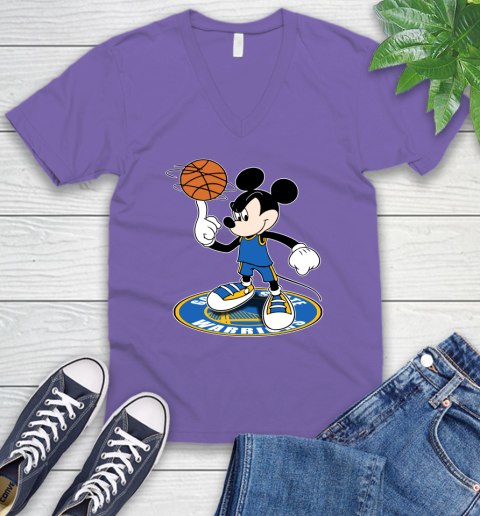 NBA Basketball Golden State Warriors Cheerful Mickey Disney Shirt V-Neck T-Shirt 9