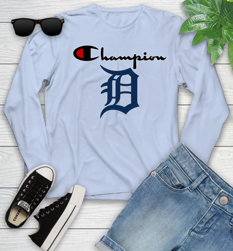 MLB Baseball Detroit Tigers Champion Shirt Youth Long Sleeve 6