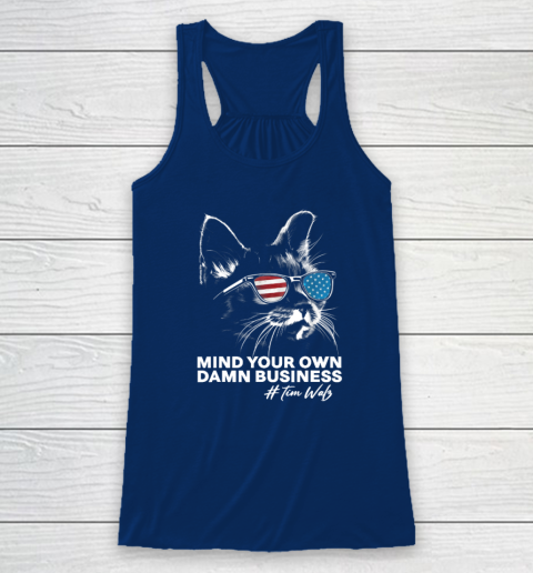 Mind Your Own Damn Business Harris Waltz Cat Lady Racerback Tank 4