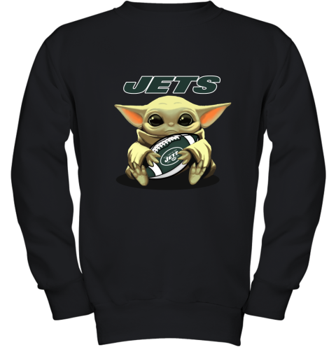 Baby Yoda Loves The New York Jets Star Wars NFL Youth Sweatshirt