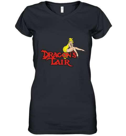 pw91 dragons lair daphne baseball shirts women v neck t shirt 39 front black