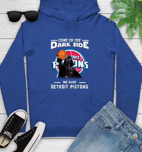 NBA Come To The Dark Side We Have Detroit Pistons Star Wars Darth Vader Basketball Youth Hoodie 11