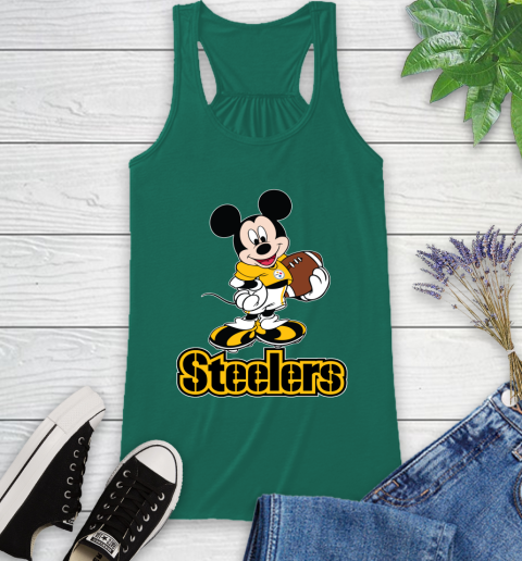 NFL Football Pittsburgh Steelers Cheerful Mickey Mouse Shirt Racerback Tank 7