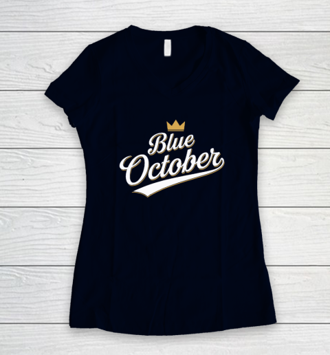 Kansas City Blue October 2024 Women's V-Neck T-Shirt 2