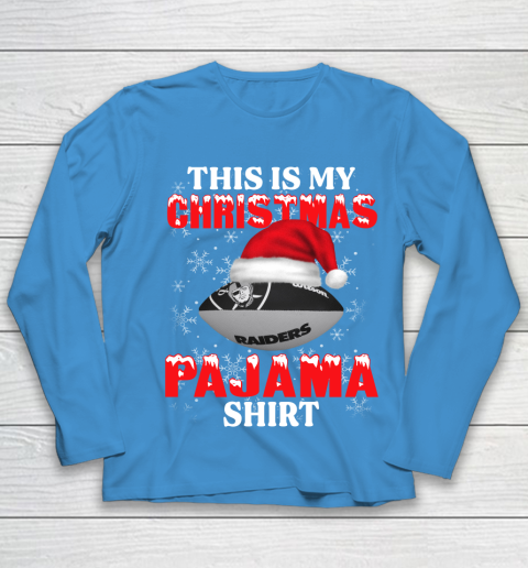 Oakland Raiders This Is My Christmas Pajama Shirt NFL Youth Long Sleeve 5