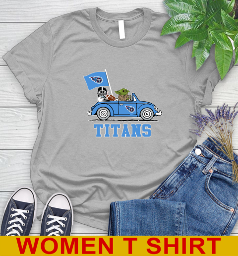 NFL Football Tennessee Titans Darth Vader Baby Yoda Driving Star Wars Shirt Women's T-Shirt 5