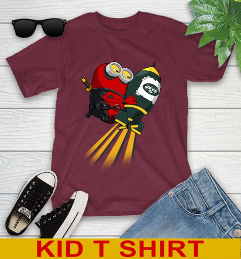 NFL Football New York Jets Deadpool Minion Marvel Shirt Youth T-Shirt 5