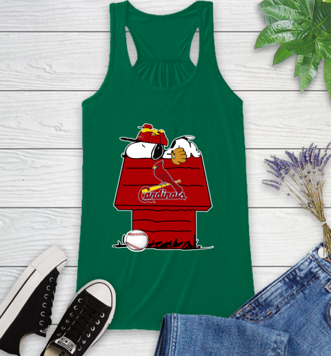 MLB St.Louis Cardinals Snoopy Woodstock The Peanuts Movie Baseball T Shirt Racerback Tank 7