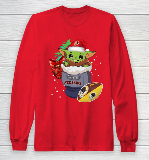 Washington Redskins Christmas Baby Yoda Star Wars Funny Happy NFL Long Sleeve T-Shirt 10