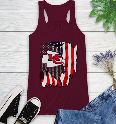 Kansas City Chiefs NFL Football American Flag Racerback Tank - Image 3
