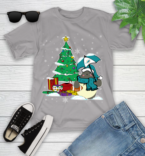 Miami Dolphins NFL Football Cute Tonari No Totoro Christmas Sports Youth T-Shirt 4