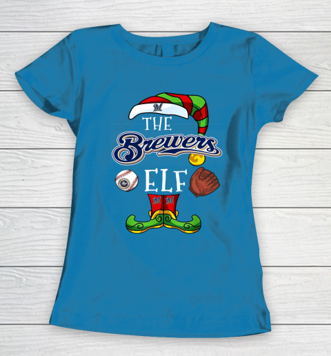 Milwaukee Brewers Christmas ELF Funny MLB Women's T-Shirt 6