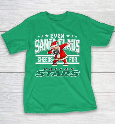 Dallas Stars Even Santa Claus Cheers For Christmas NHL Youth T-Shirt 3