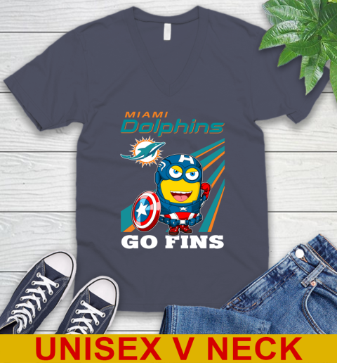 NFL Football Miami Dolphins Captain America Marvel Avengers Minion Shirt V-Neck T-Shirt 7